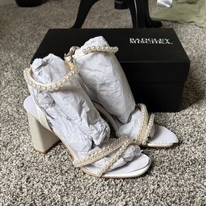 Badgley Mischka Pearl-Embellished Feisty Heels